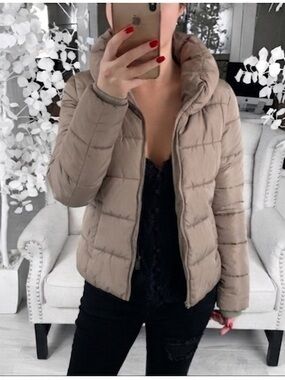 Muji Taupe Quilted Puffer Jacket